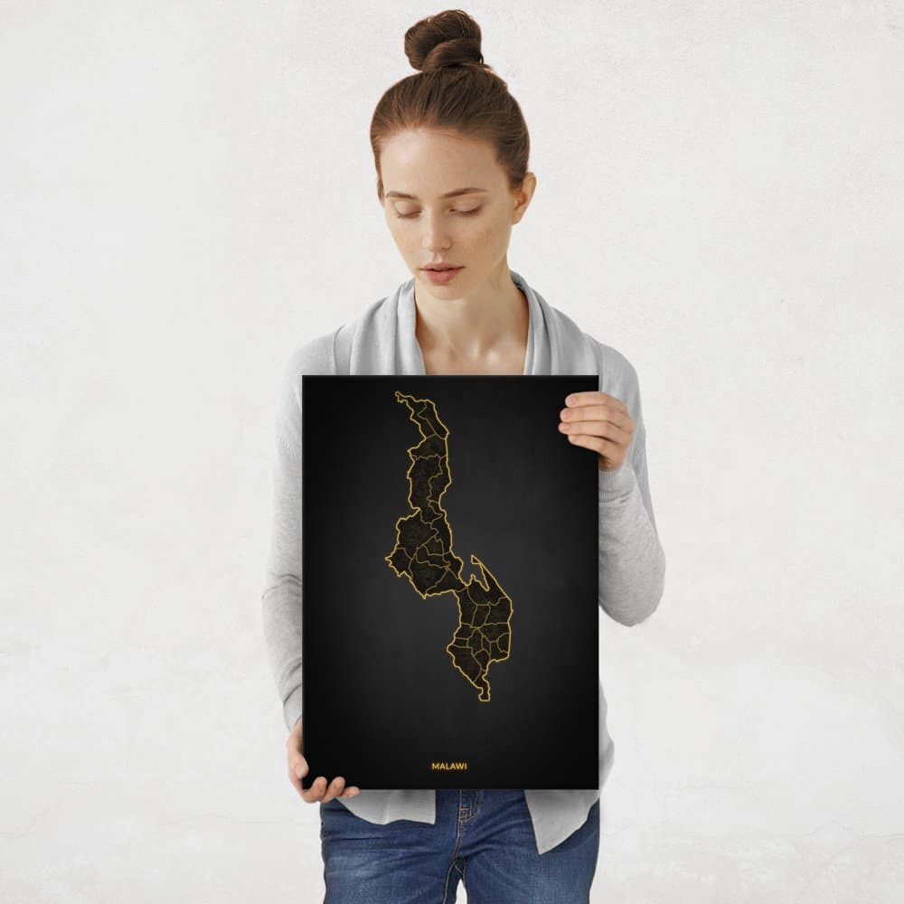 Plakat metalowy Mapa City Lights Malawi M