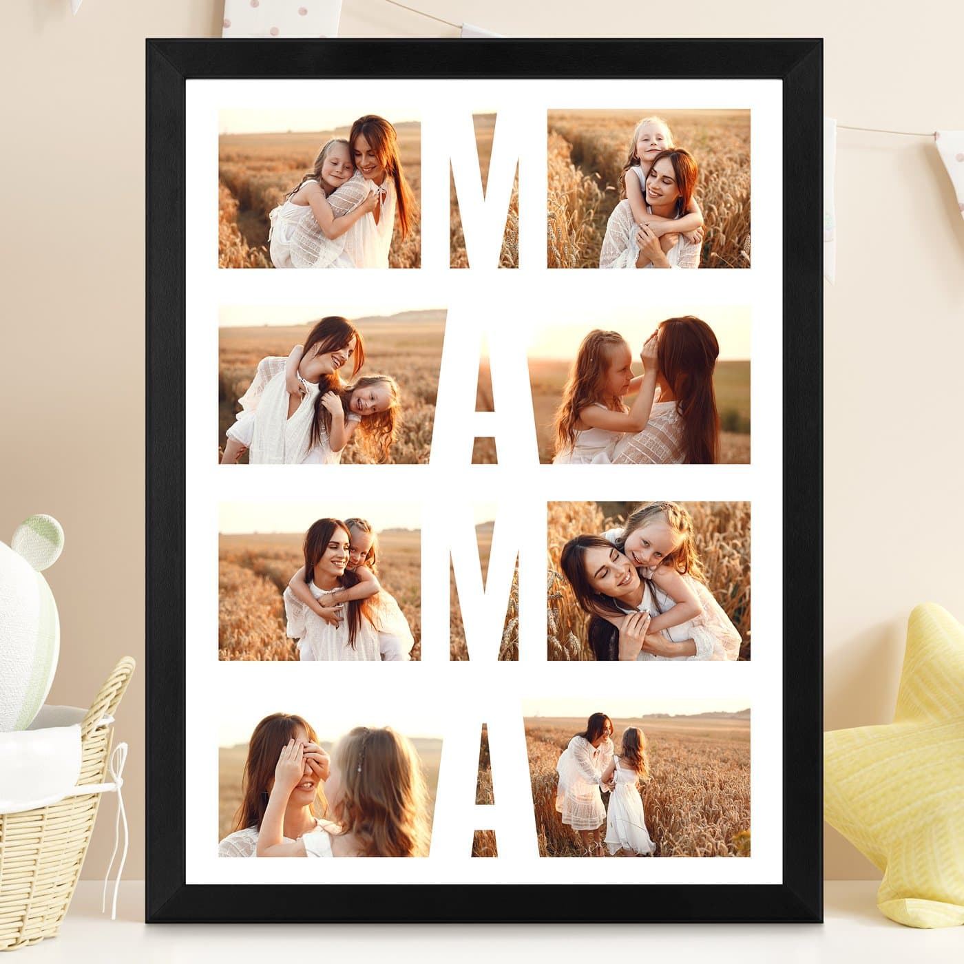 Plakat personalizowany kolaż zdjęć w ramce z nadrukiem dla mamy