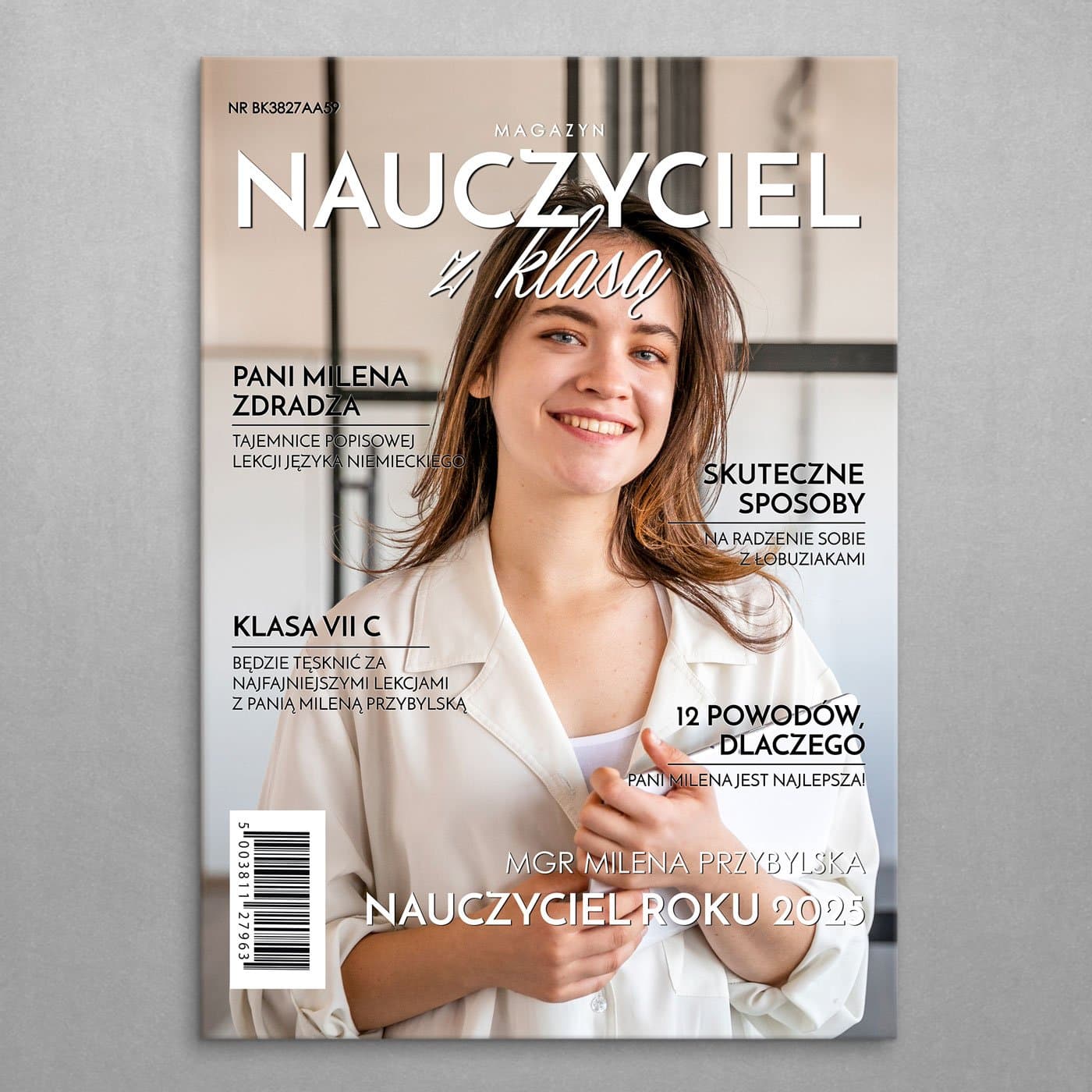 Plakat metalowy personalizowany M ze zdjęciem Nauczyciel z Klasą dla nauczyciela wychowawcy