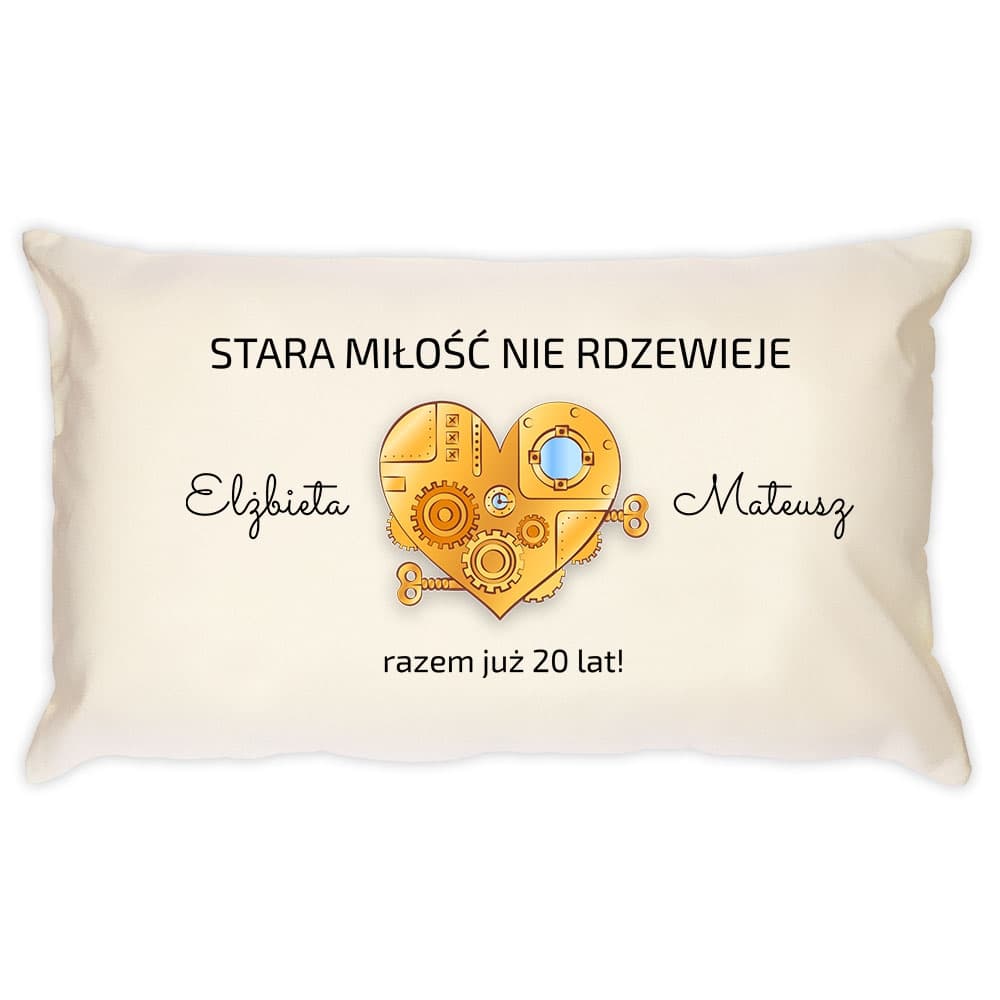 Poduszka personalizowana z nadrukiem dla pary na 20 rocznicę