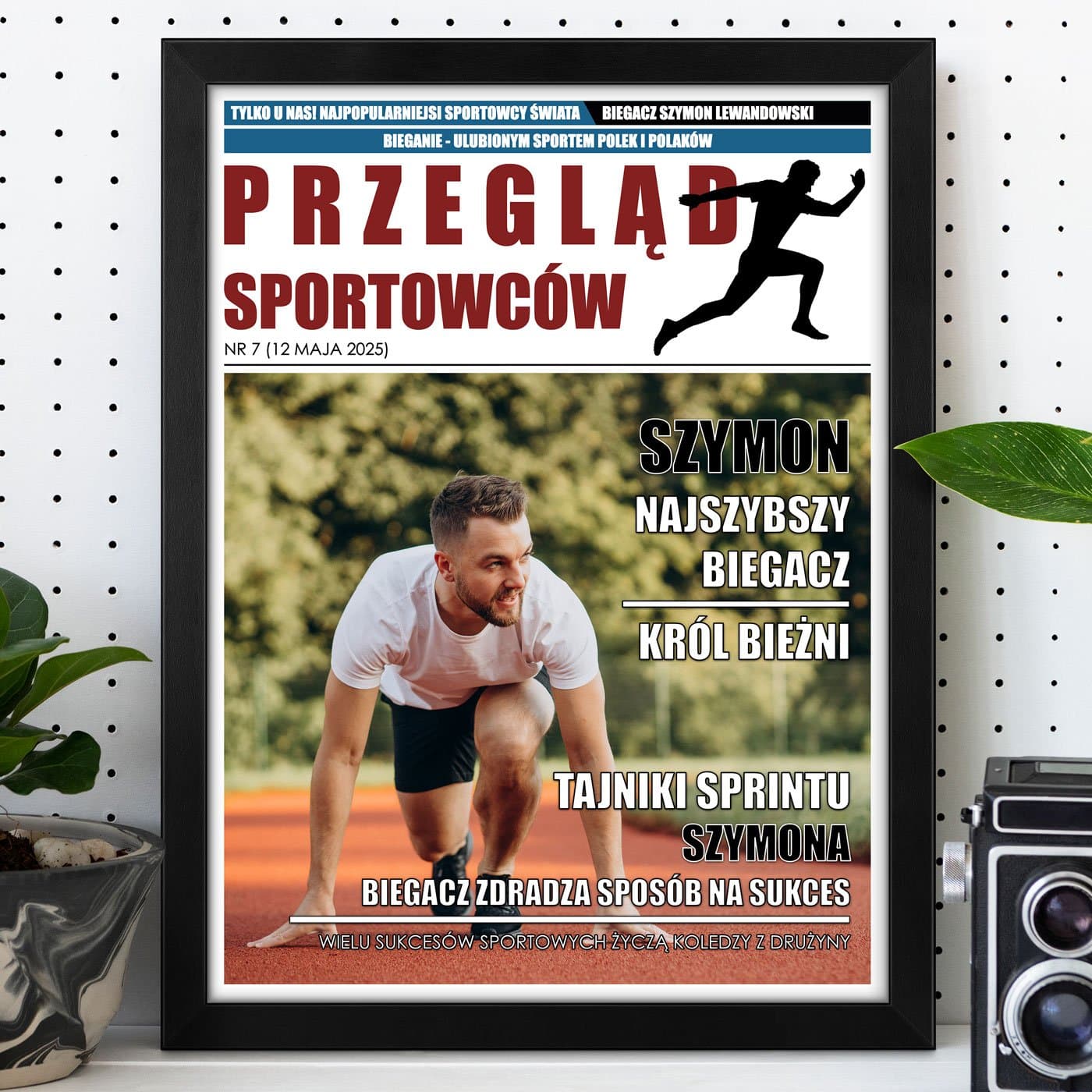 Plakat personalizowany ze zdjęciem Przegląd Sportowców w ramce z nadrukiem dla biegacza