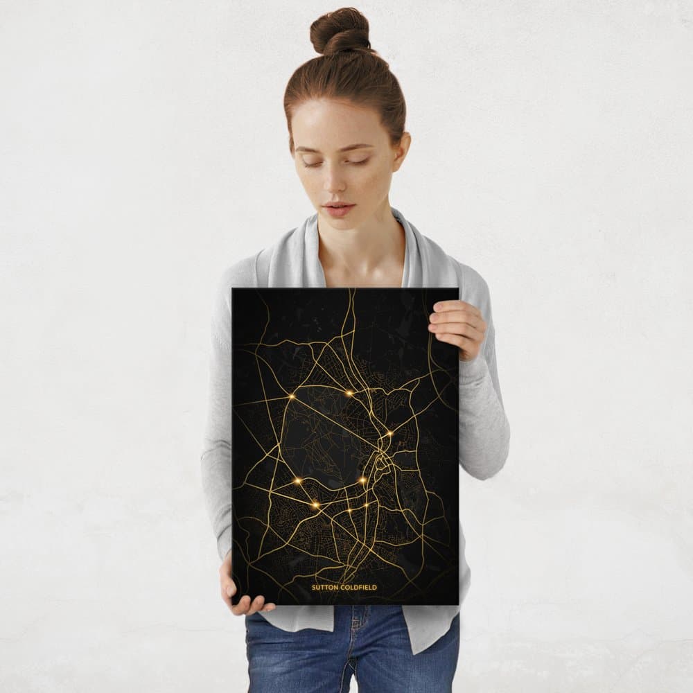 Plakat metalowy Mapa City Lights Sutton Coldfield M