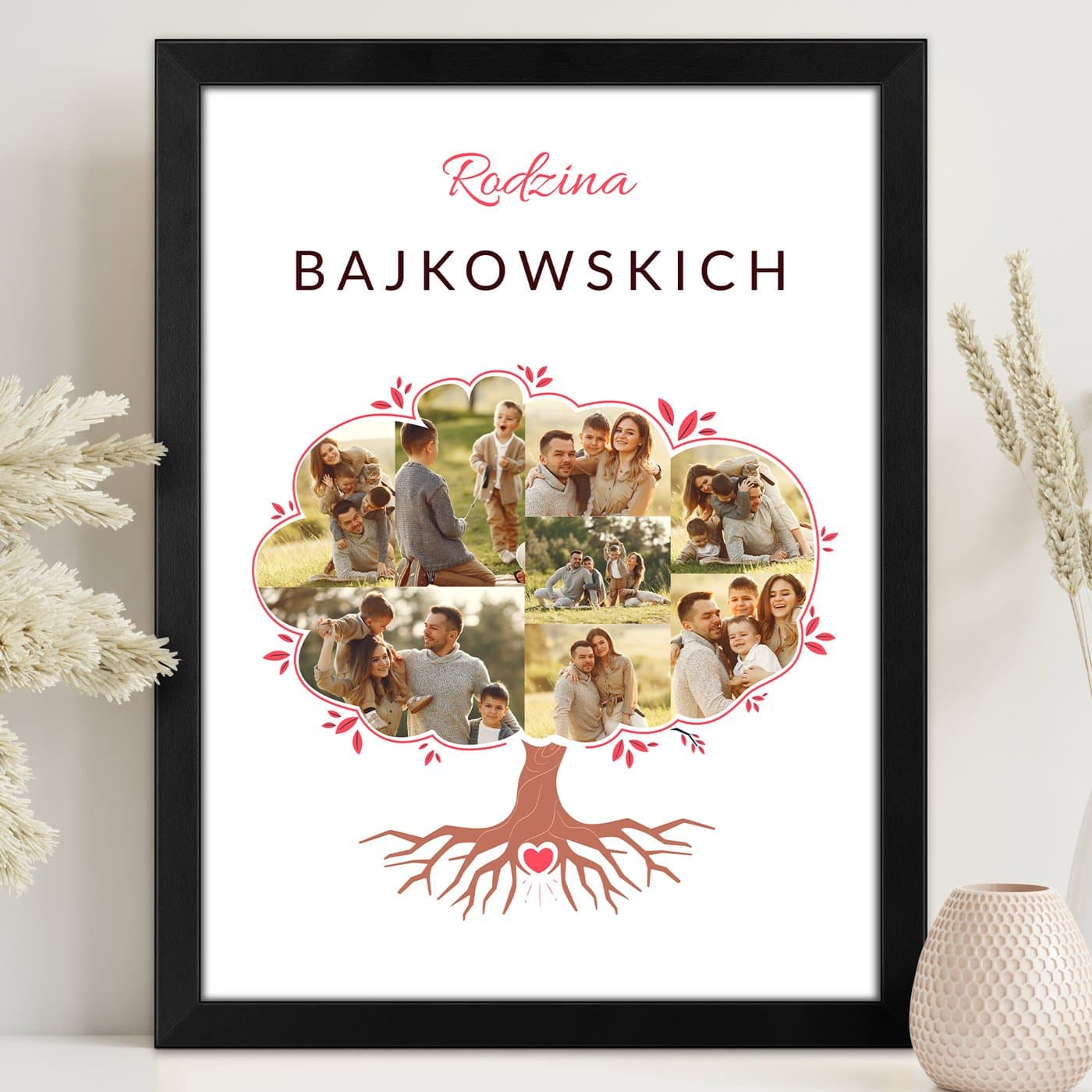Plakat personalizowany kolaż zdjęć w ramce z nadrukiem dla pary na ślub rocznicę parapetówkę