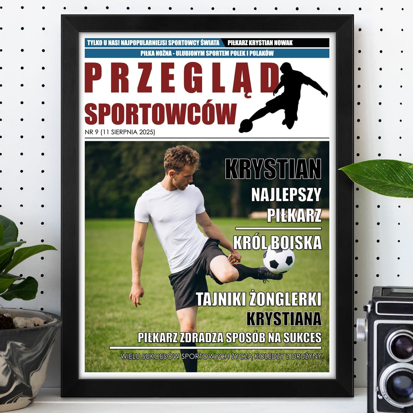Plakat personalizowany ze zdjęciem Przegląd Sportowców w ramce z nadrukiem dla piłkarza