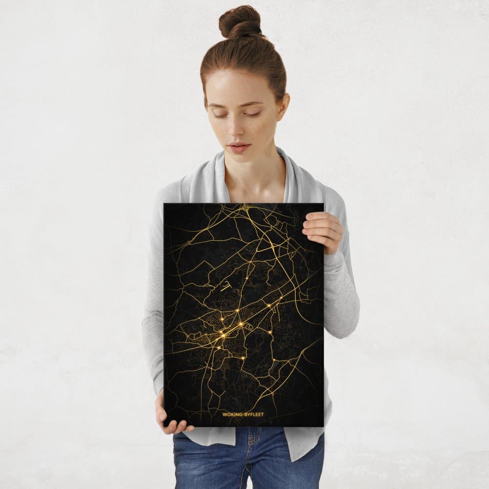 Plakat metalowy Mapa City Lights Byfleet M