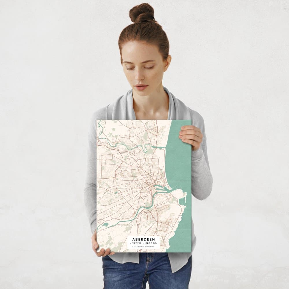 Plakat metalowy Mapa Vintage Aberdeen M
