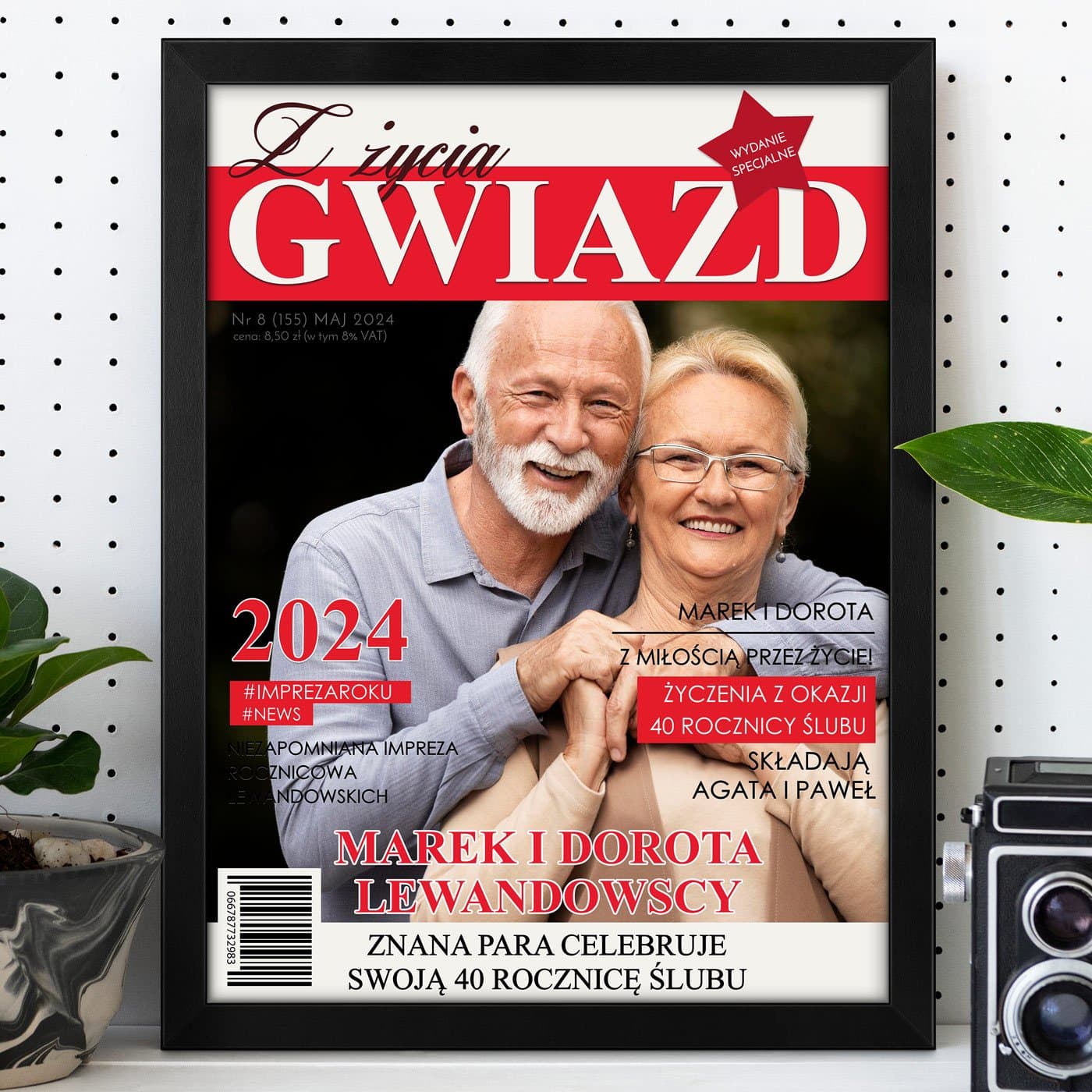 Plakat personalizowany ze zdjęciem Z życia gwiazd z nadrukiem dla pary na 40 rocznicę ślubu