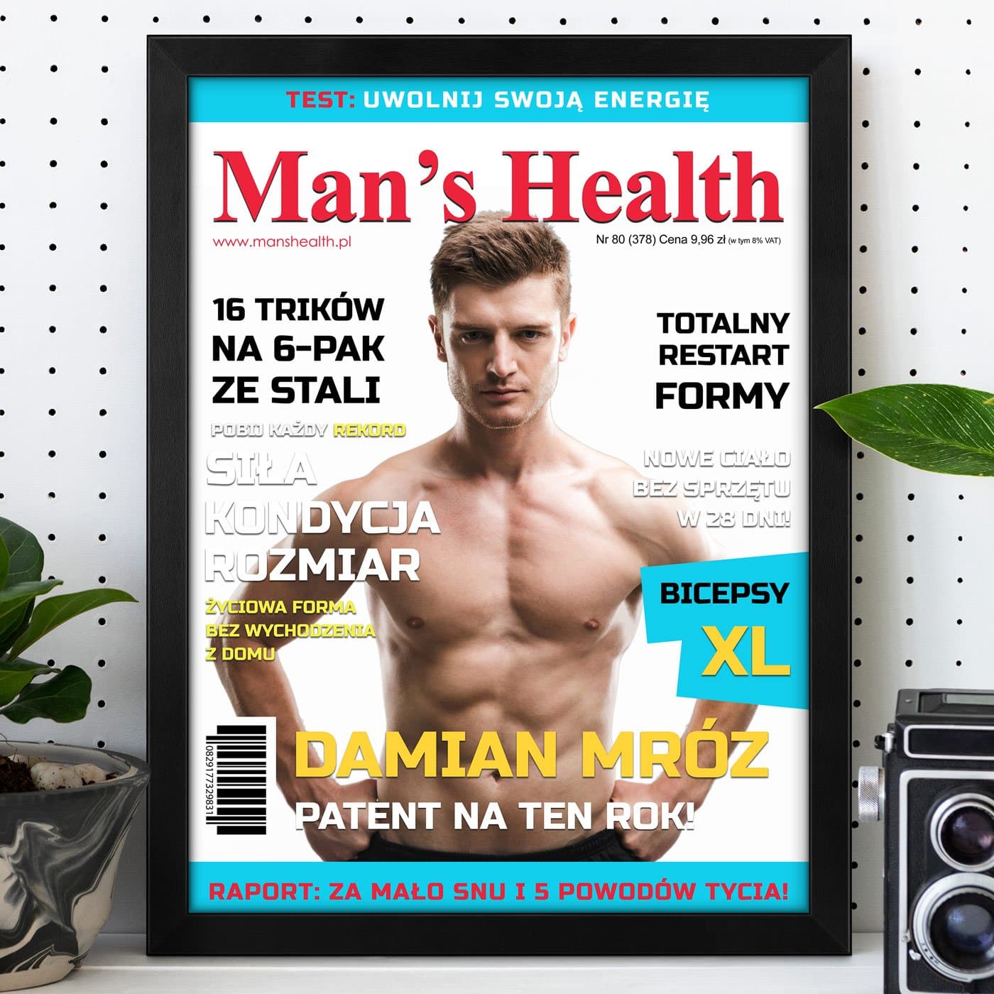 Plakat personalizowany ze zdjęciem w ramce Man s Health dla kulturysty