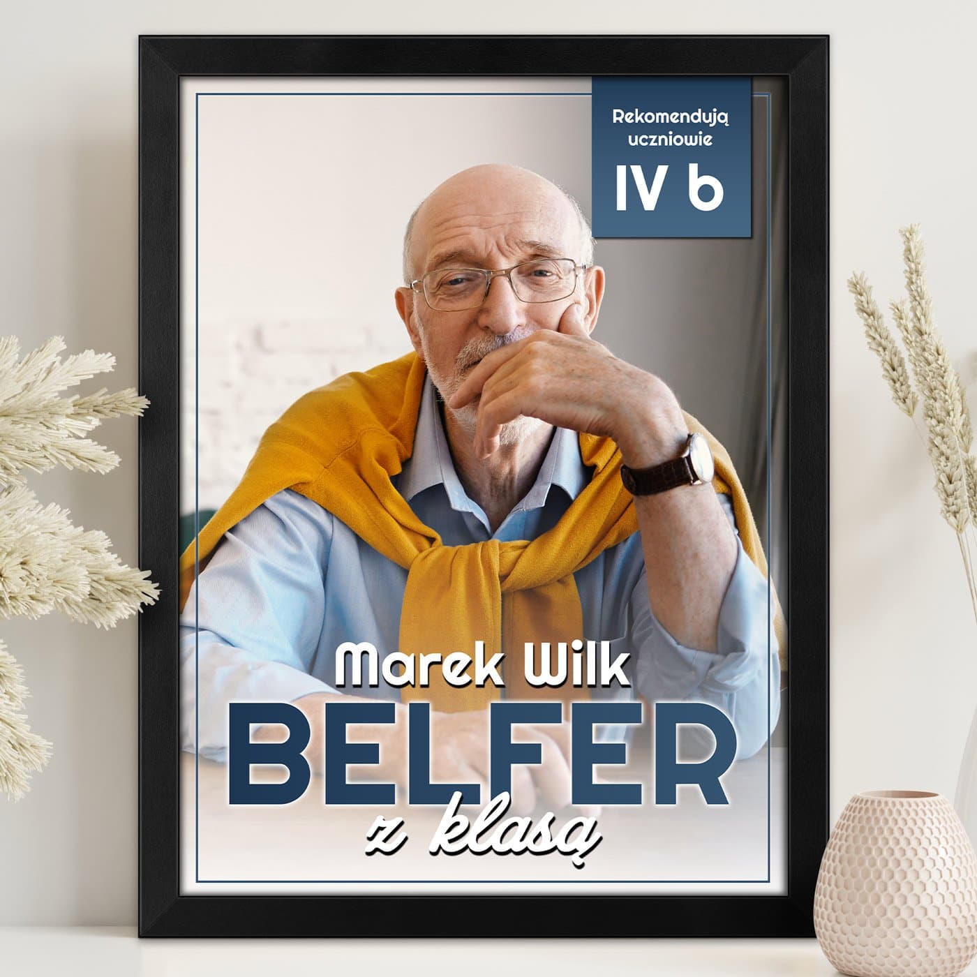 Plakat personalizowany ze zdjęciem w ramce z nadrukiem dla nauczyciela wychowawcy na Dzień Nauczyciela