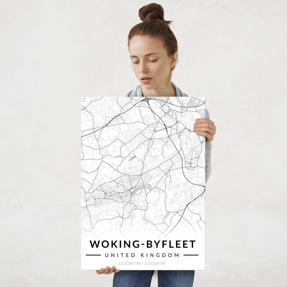 Plakat metalowy Mapa B&W Byfleet L