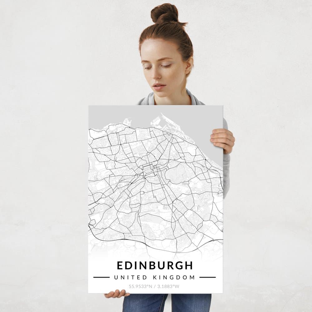 Plakat metalowy Mapa B&W Edinburgh L