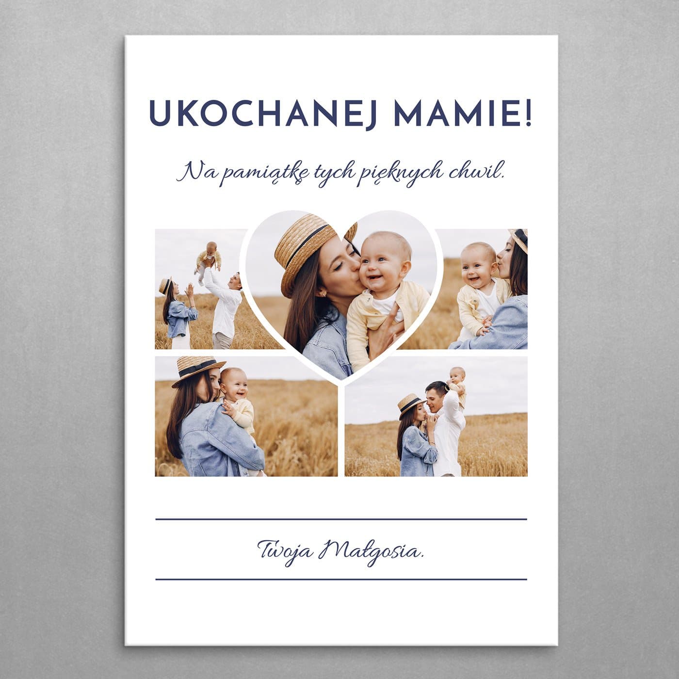 Plakat metalowy personalizowany M z kolażem zdjęć dla mamy