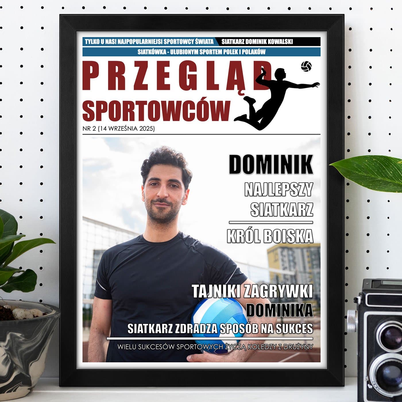 Plakat personalizowany ze zdjęciem Przegląd Sportowców w ramce z nadrukiem dla siatkarza