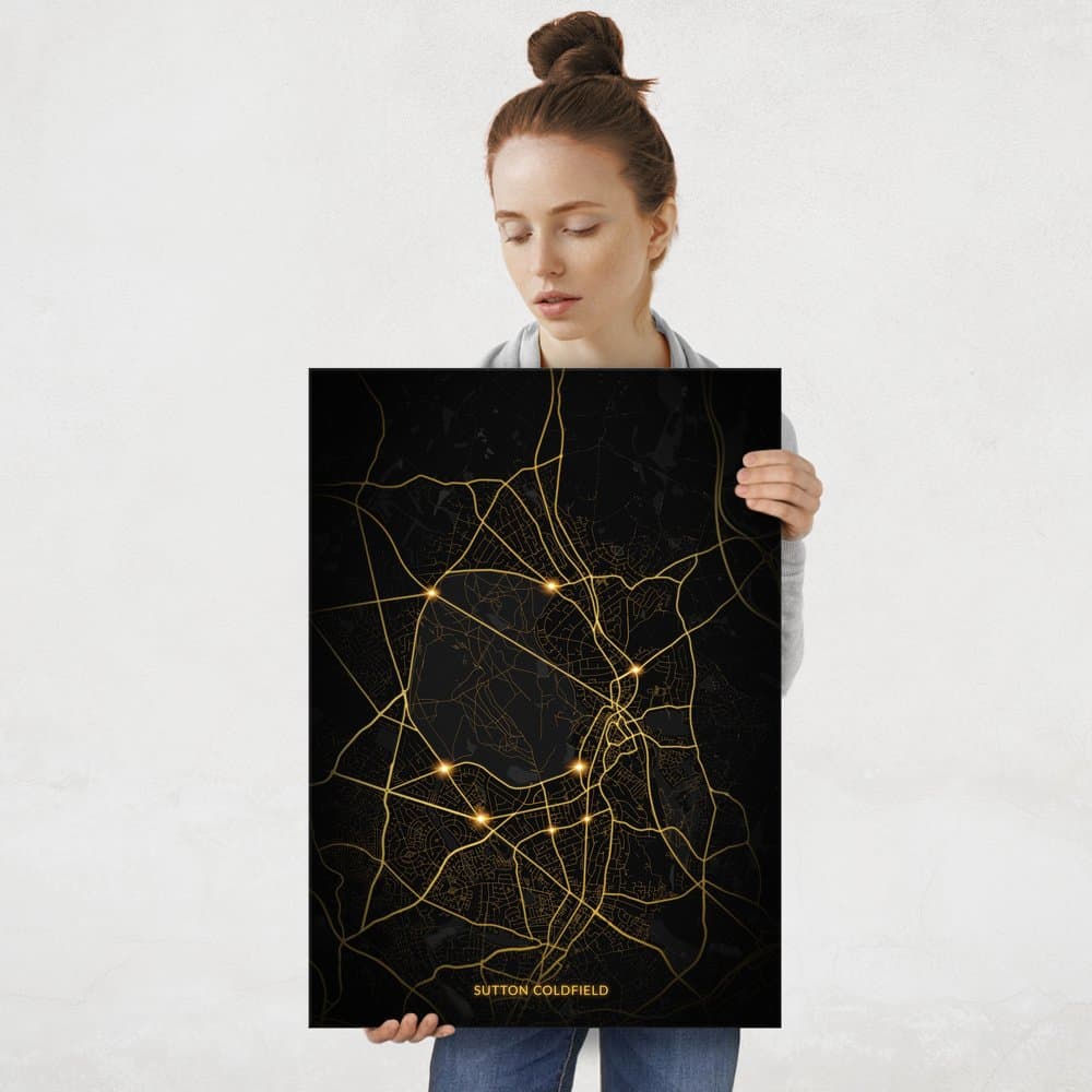 Plakat metalowy Mapa City Lights Sutton Coldfield L