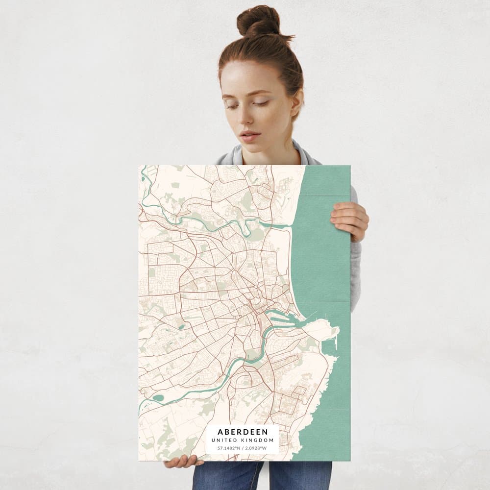 Plakat metalowy Mapa Vintage Aberdeen L