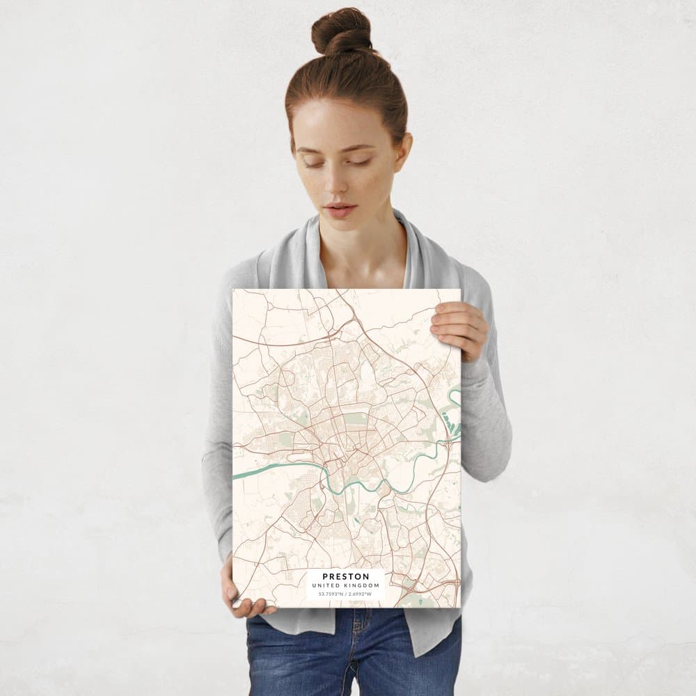 Plakat metalowy Mapa Vintage Preston M
