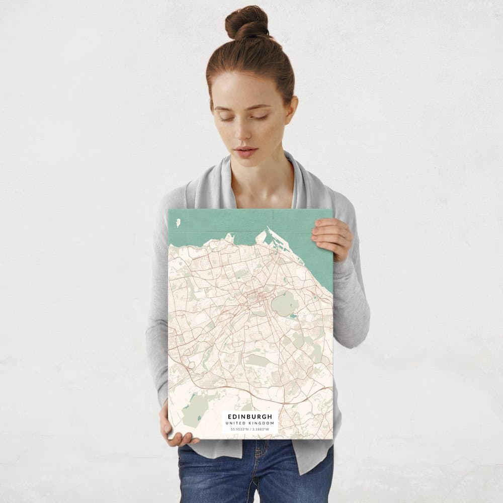 Plakat metalowy Mapa Vintage Edynburg M