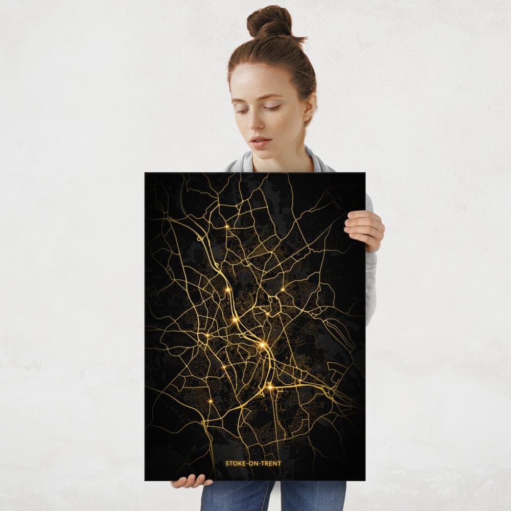Plakat metalowy Mapa City Lights Stoke-on-Trent L