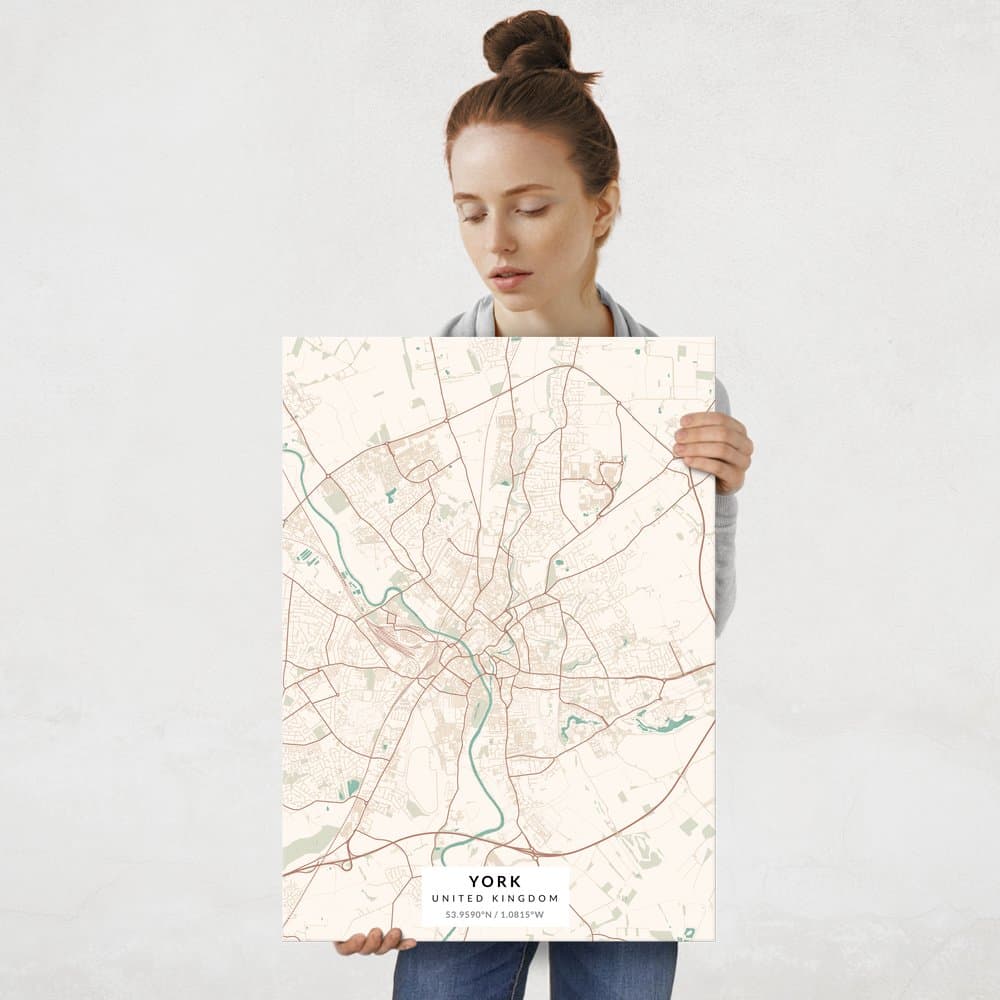 Plakat metalowy Mapa Vintage York L