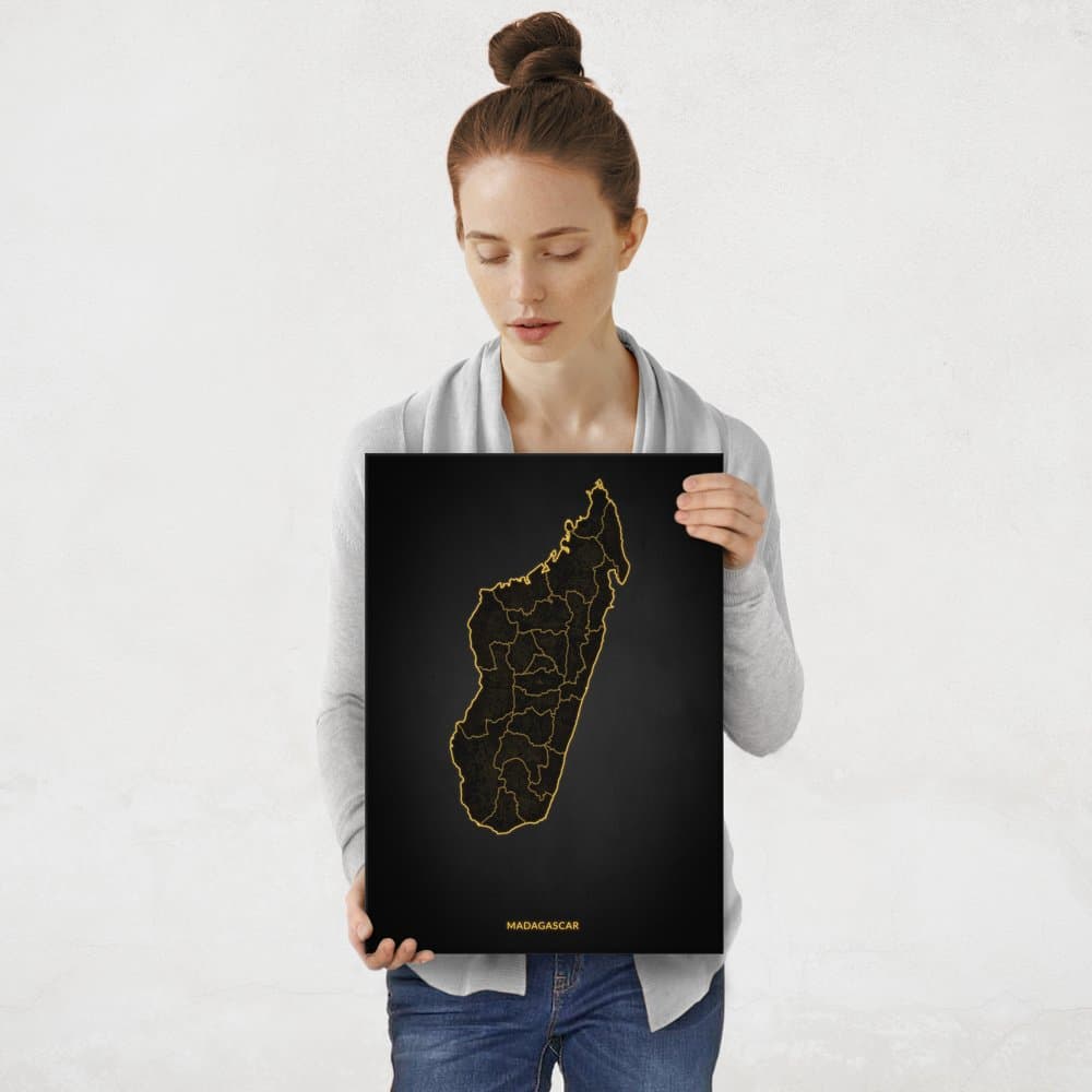 Plakat metalowy Mapa City Lights Madagaskar M