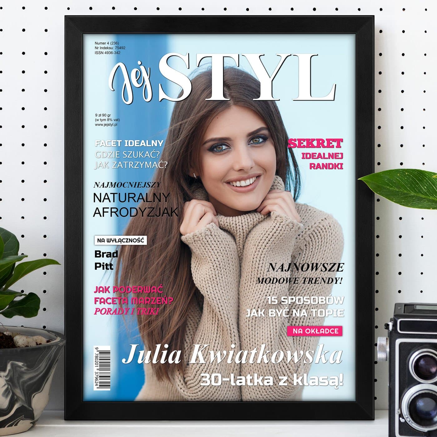 Plakat personalizowany ze zdjęciem w ramce Jej Styl dla niej na 30 urodziny