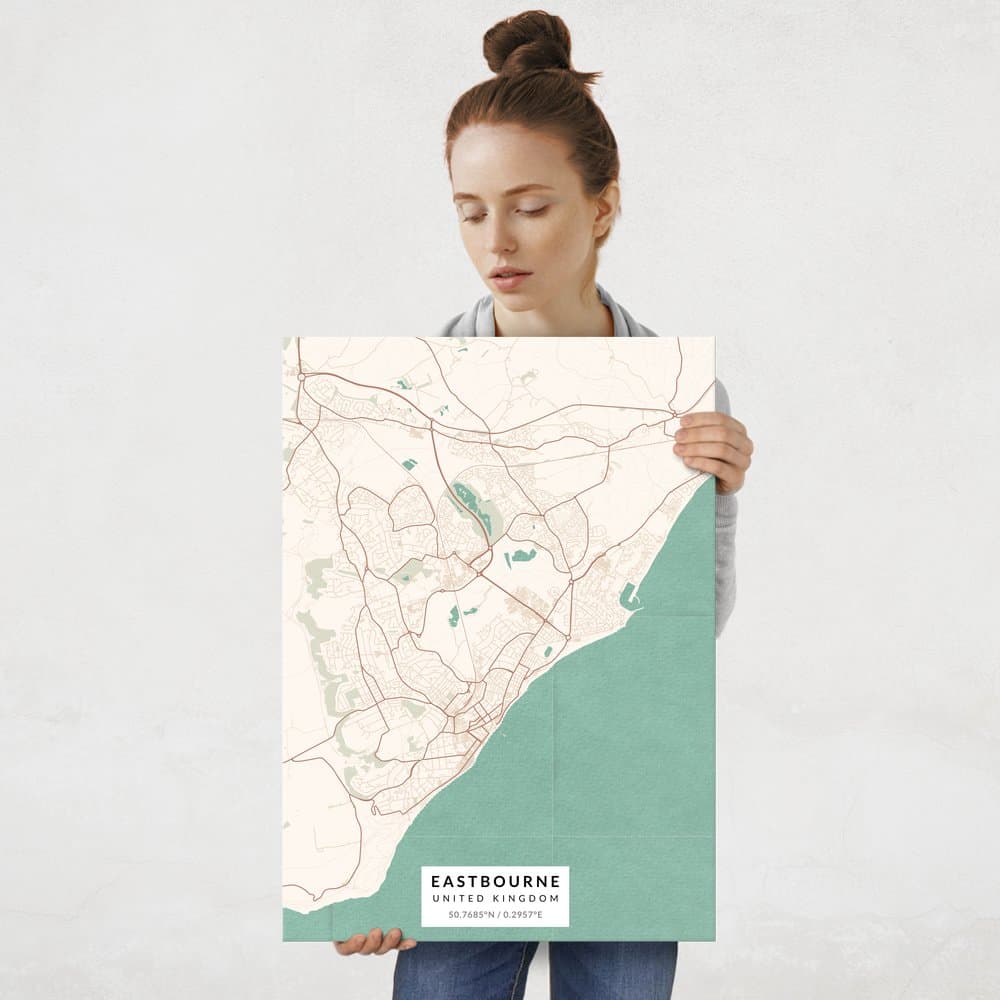 Plakat metalowy Mapa Vintage Eastbourne L