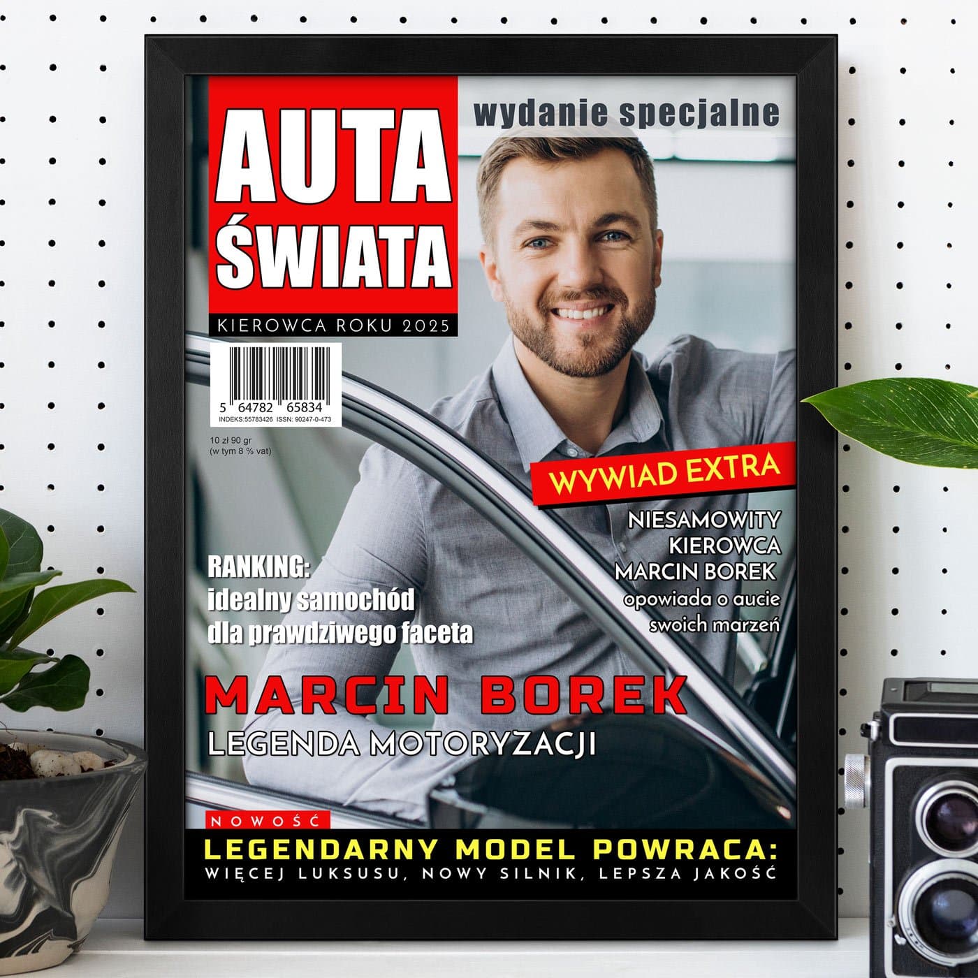 Plakat personalizowany ze zdjęciem Auta Świata w ramce z nadrukiem dla kierowcy