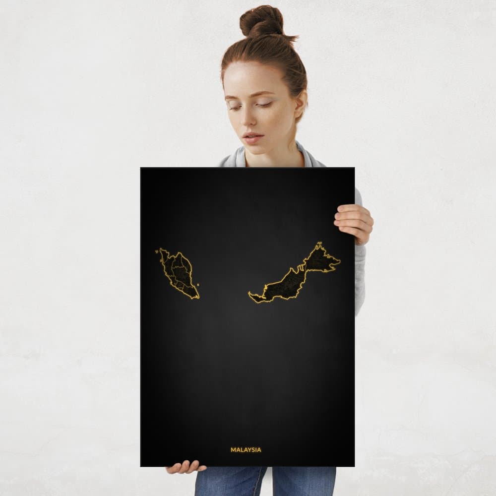 Plakat metalowy Mapa City Lights Malezja L