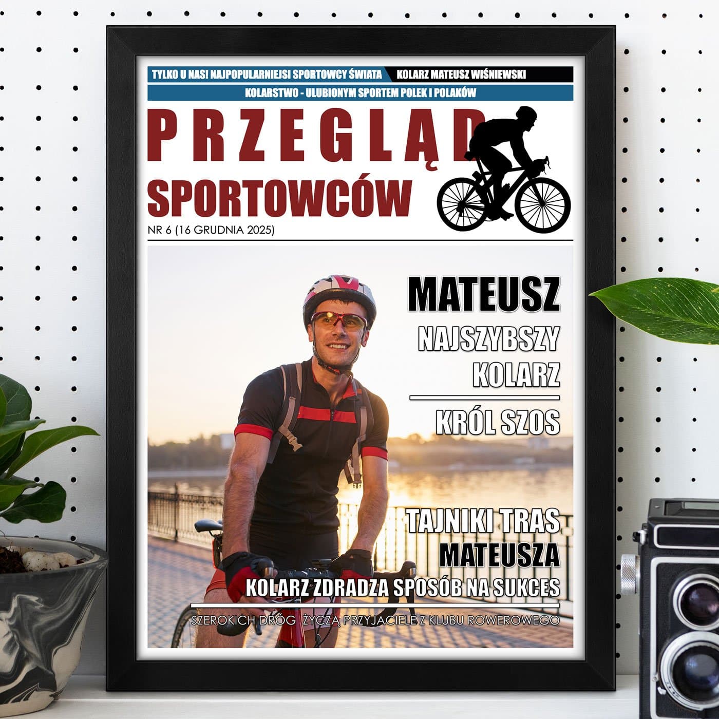 Plakat personalizowany ze zdjęciem Przegląd Sportowców w ramce z nadrukiem dla rowerzysty kolarza