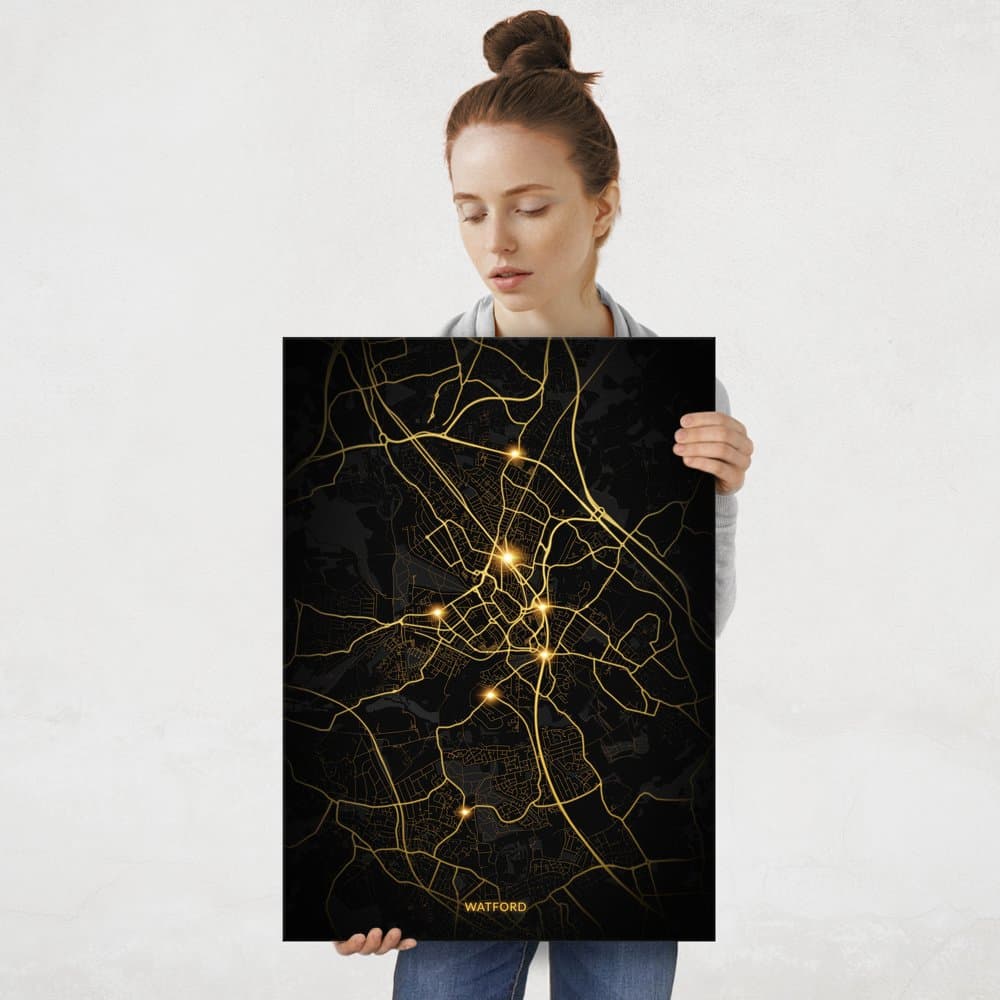 Plakat metalowy Mapa City Lights Watford L