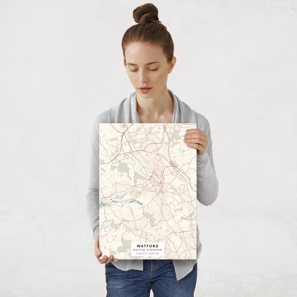 Plakat metalowy Mapa Vintage Watford M