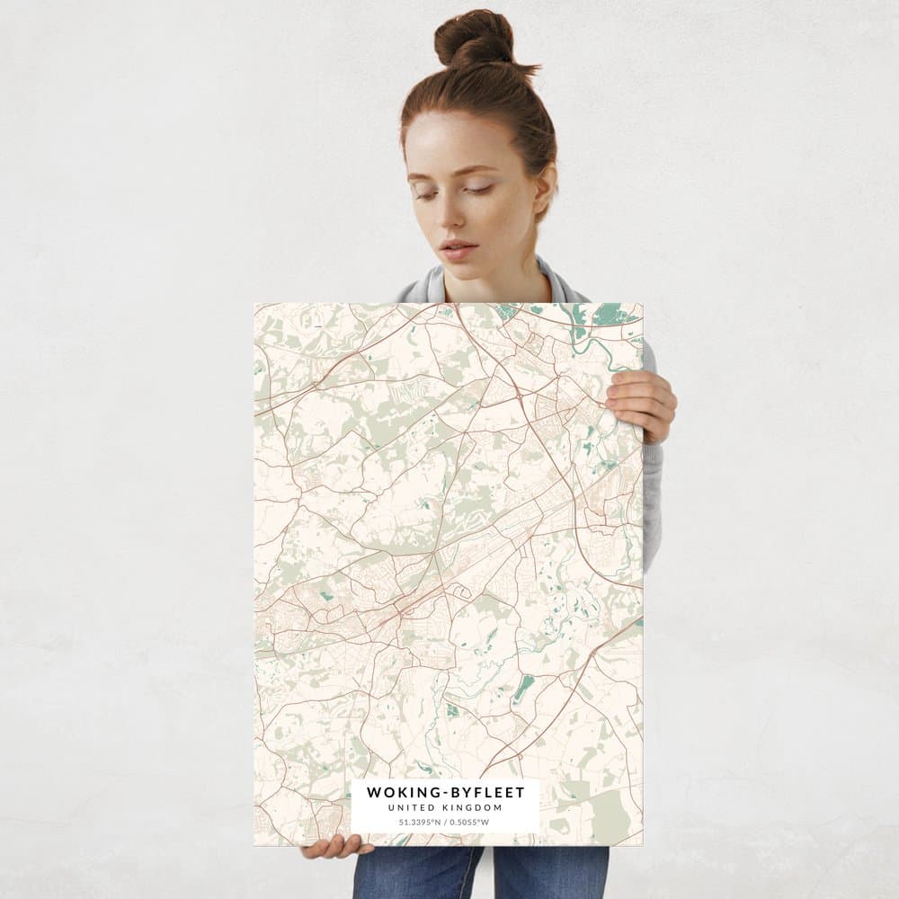 Plakat metalowy Mapa Vintage Byfleet L