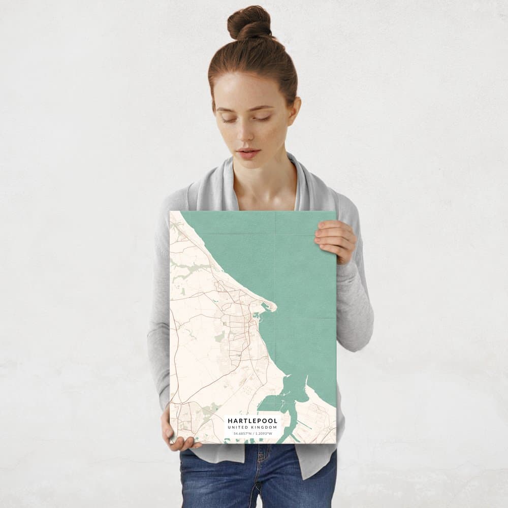 Plakat metalowy Mapa Vintage Hartlepool M