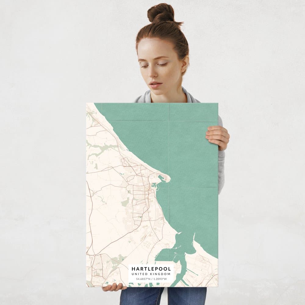 Plakat metalowy Mapa Vintage Hartlepool L