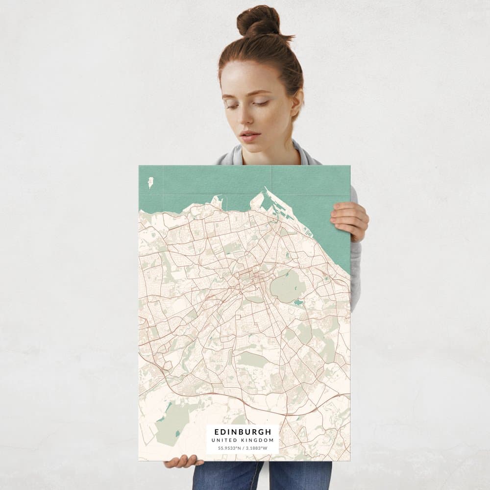 Plakat metalowy Mapa Vintage Edynburg L
