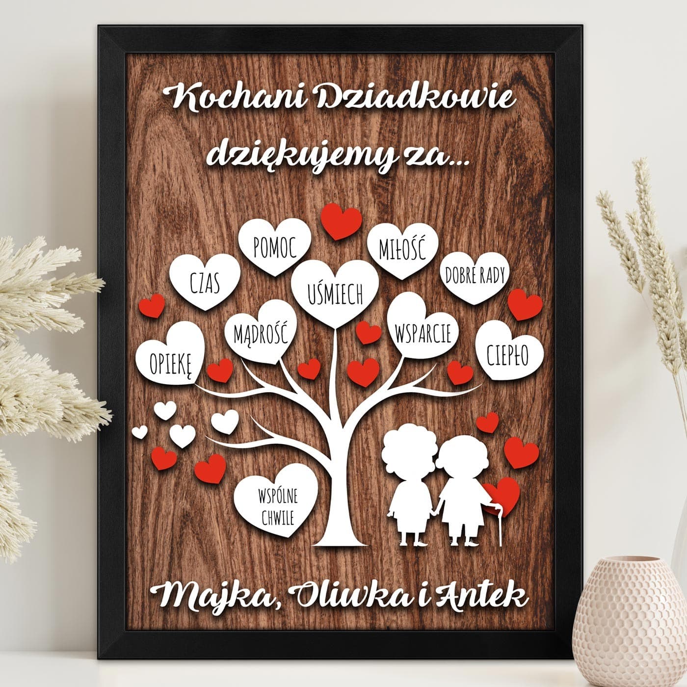 Plakat personalizowany w ramce na Dzień Babci i Dziadka podziękowania