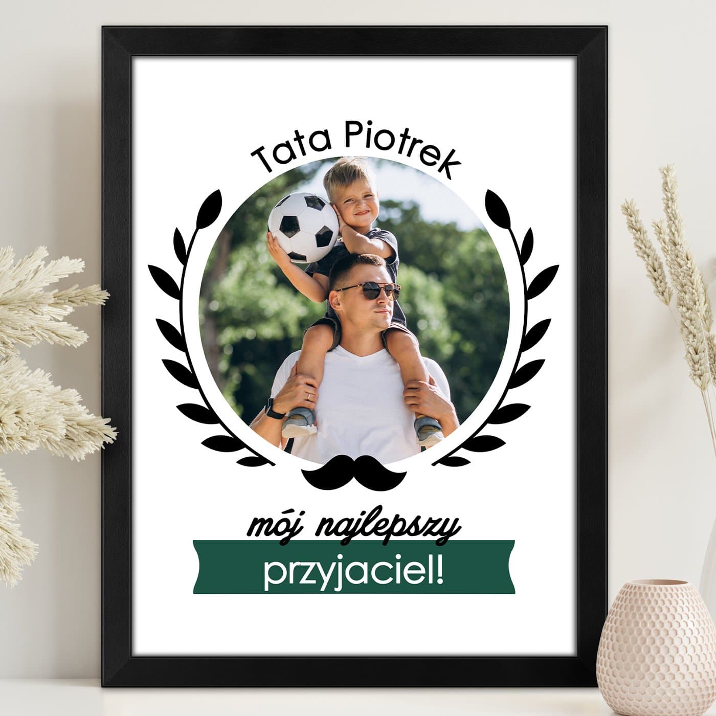 Plakat personalizowany z Twoim zdjęciem w ramce z nadrukiem dla taty