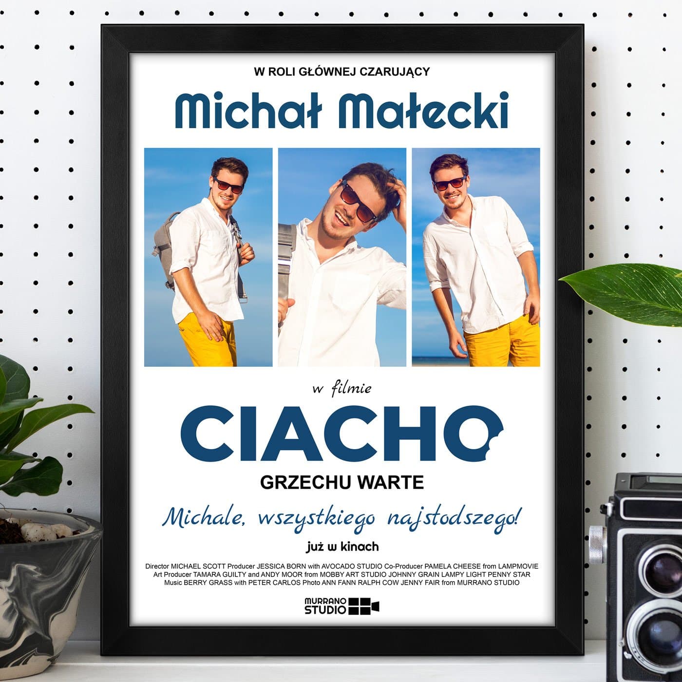 Plakat personalizowany kolaż zdjęć w ramce z nadrukiem dla chłopaka męża